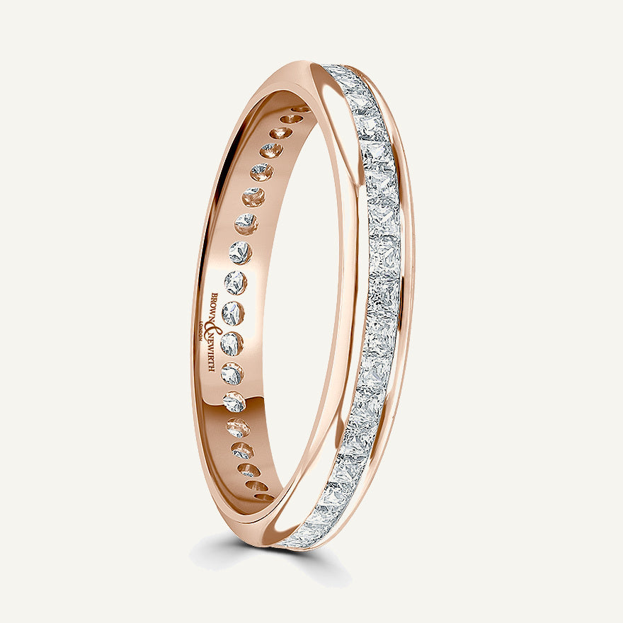 Princess Cut, Channel, Courted Diamond Eternity Ring