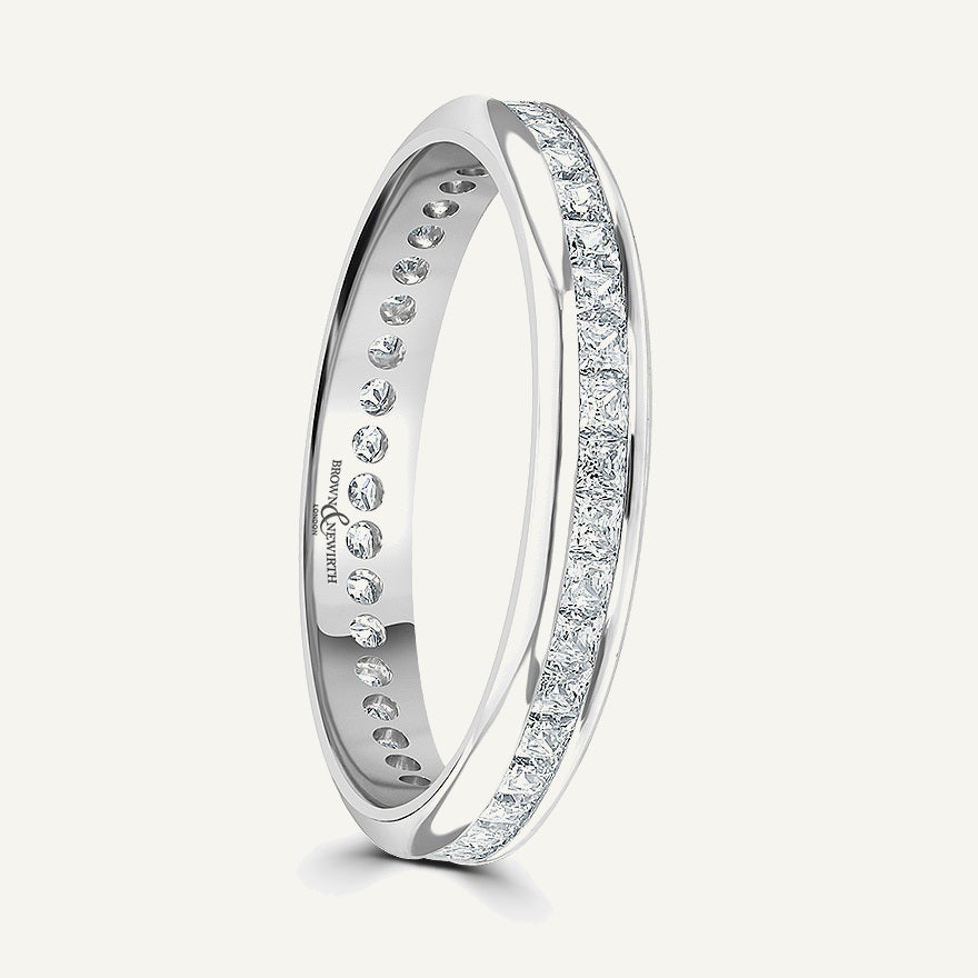 Princess Cut, Channel, Courted Diamond Eternity Ring