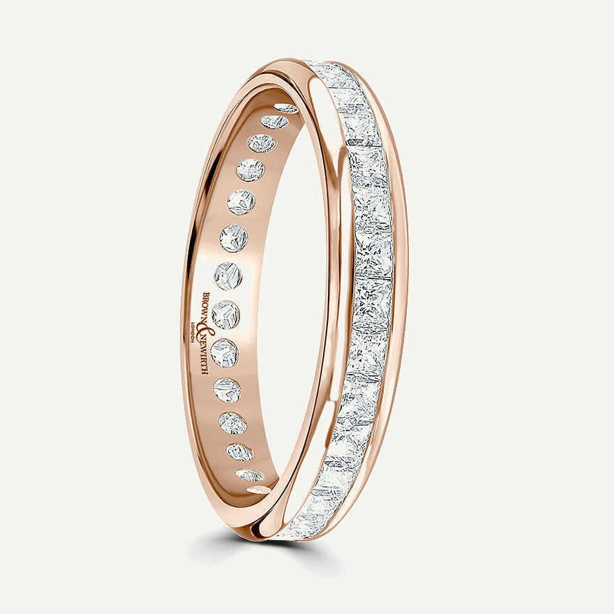 Princess Cut, Channel, Courted Diamond Eternity Ring