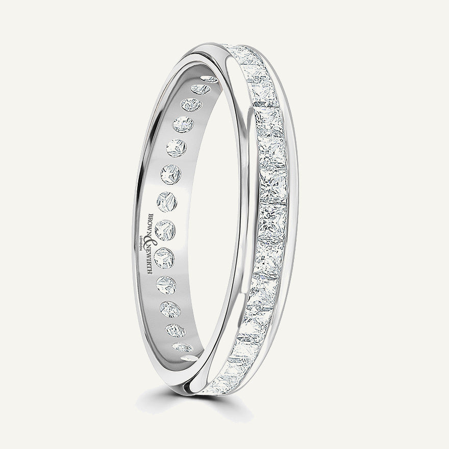 Princess Cut, Channel, Courted Diamond Eternity Ring