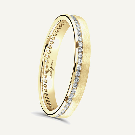 Round Brilliant Cut, Channel, Offset Diamond Eternity Ring