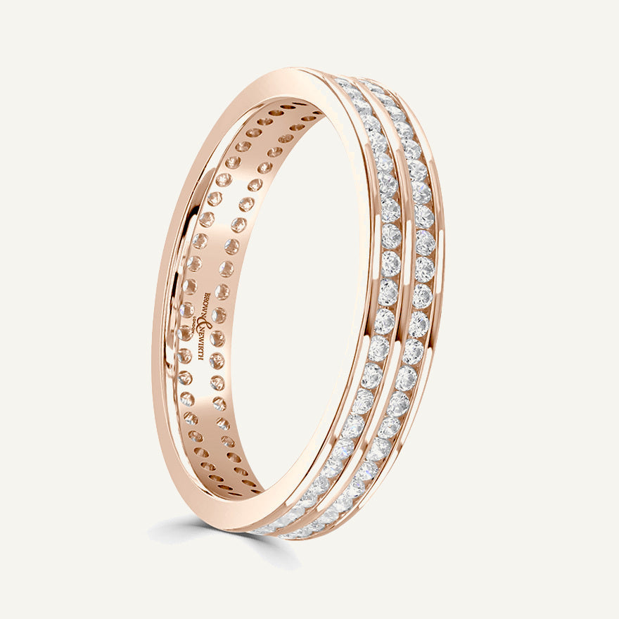 Round Brilliant Cut, Channel, Double Row Diamond Eternity Ring