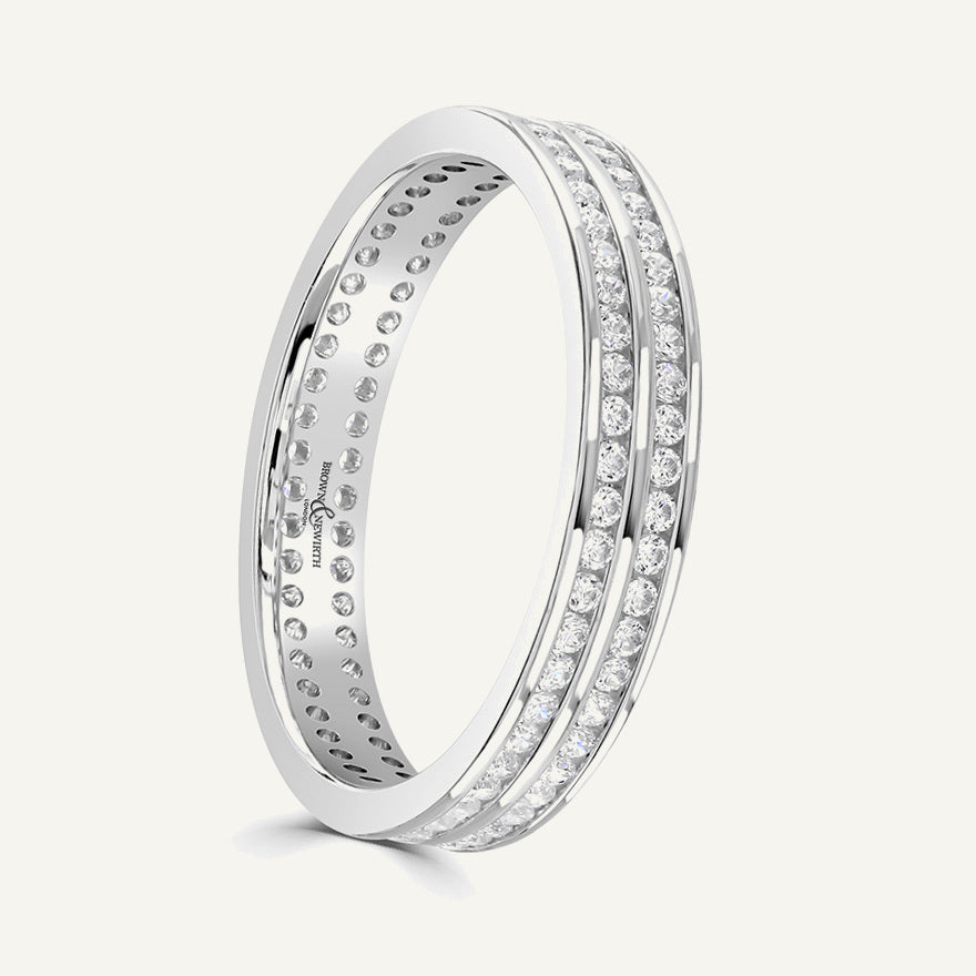 Round Brilliant Cut, Channel, Double Row Diamond Eternity Ring