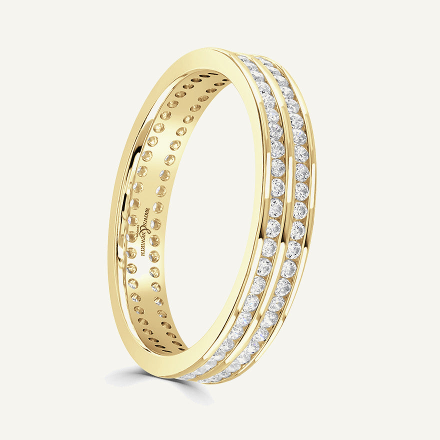 Round Brilliant Cut, Channel, Double Row Diamond Eternity Ring