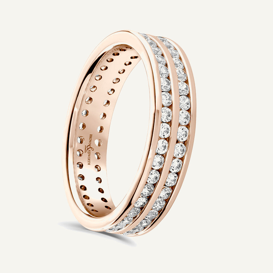 Round Brilliant Cut, Channel, Double Row Diamond Eternity Ring