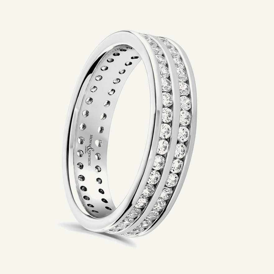 Round Brilliant Cut, Channel, Double Row Diamond Eternity Ring