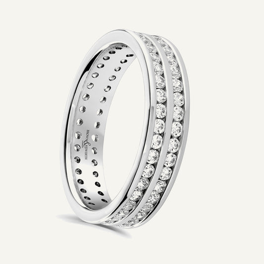Round Brilliant Cut, Channel, Double Row Diamond Eternity Ring
