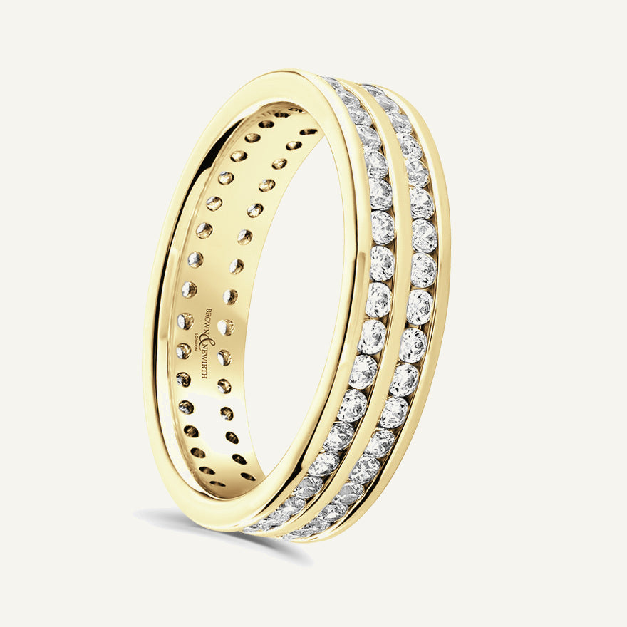 Round Brilliant Cut, Channel, Double Row Diamond Eternity Ring