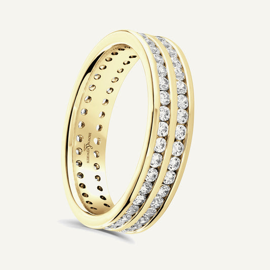 Round Brilliant Cut, Channel, Double Row Diamond Eternity Ring