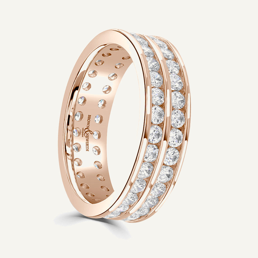 Round Brilliant Cut, Channel, Double Row Diamond Eternity Ring