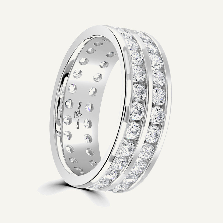 Round Brilliant Cut, Channel, Double Row Diamond Eternity Ring