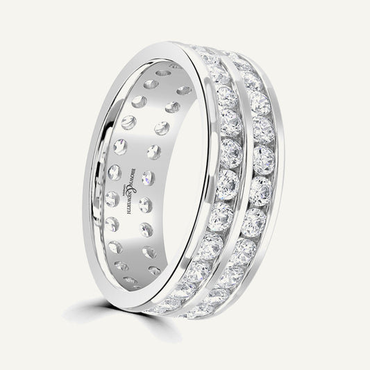 Round Brilliant Cut, Channel, Double Row Diamond Eternity Ring