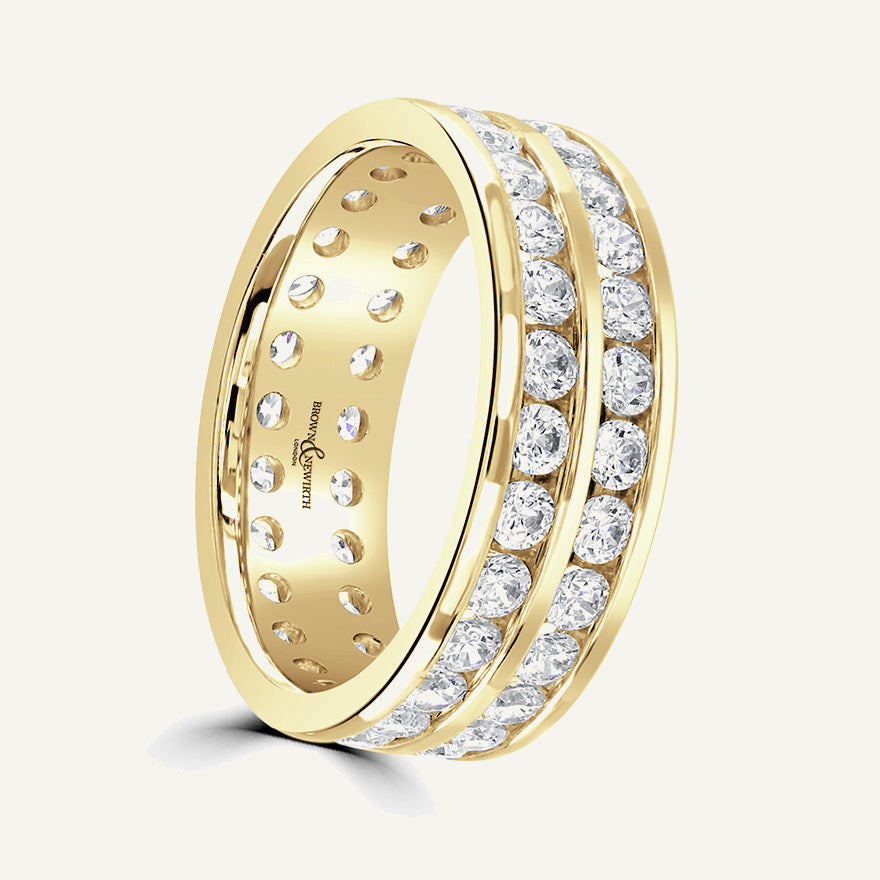Round Brilliant Cut, Channel, Double Row Diamond Eternity Ring