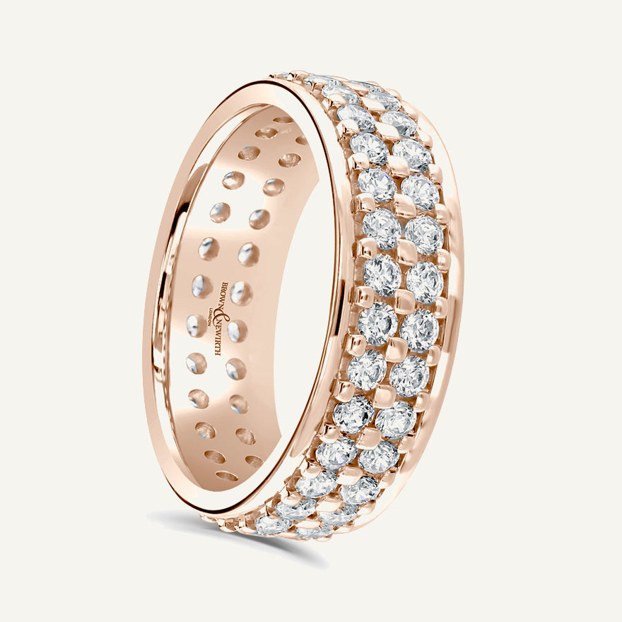 Round Brilliant Cut, Claw With Rolled Edges, Double Row Diamond Eternity Ring