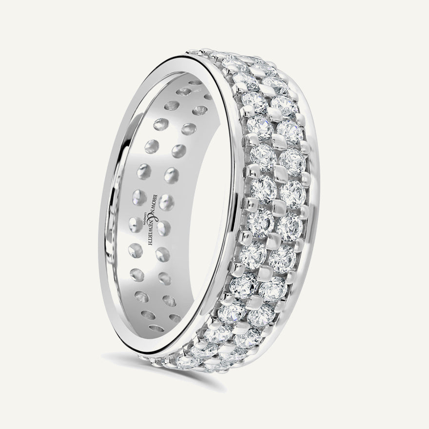 Round Brilliant Cut, Claw With Rolled Edges, Double Row Diamond Eternity Ring