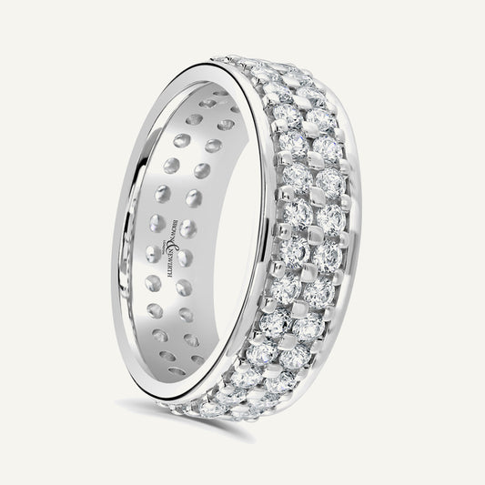 Round Brilliant Cut, Claw With Rolled Edges, Double Row Diamond Eternity Ring