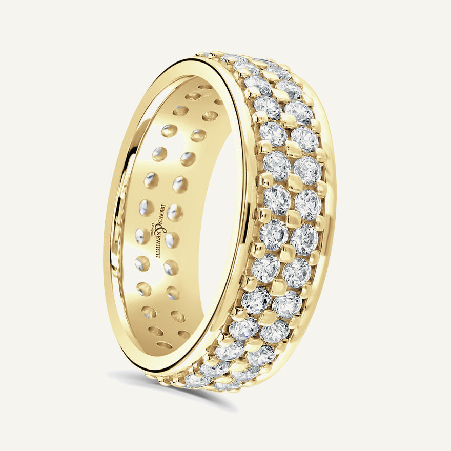 Round Brilliant Cut, Claw With Rolled Edges, Double Row Diamond Eternity Ring