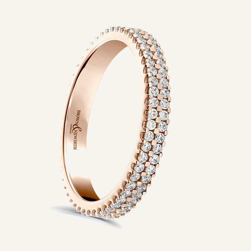 Round Brilliant Cut, Claw, Double Row Diamond Eternity Ring