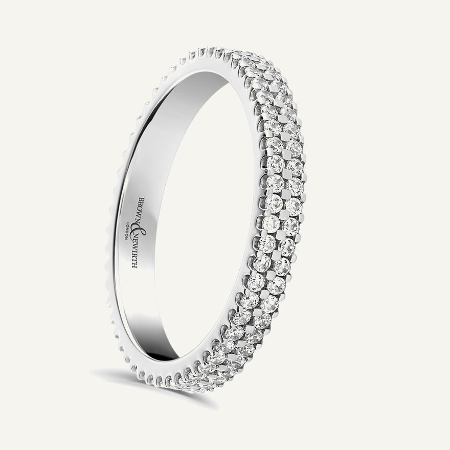 Round Brilliant Cut, Claw, Double Row Diamond Eternity Ring