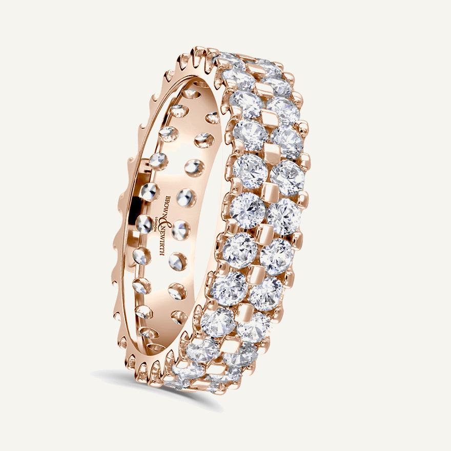 Round Brilliant Cut, Claw, Double Row Diamond Eternity Ring