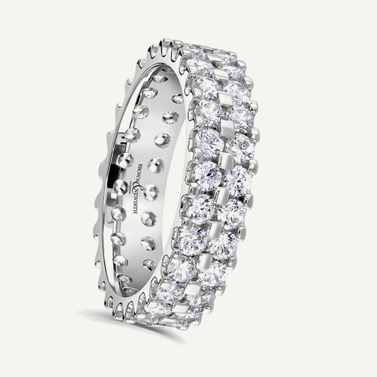 Round Brilliant Cut, Claw, Double Row Diamond Eternity Ring