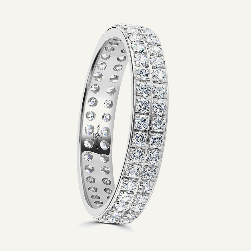 Round Brilliant Cut, Pave, Double Row Diamond Eternity Ring