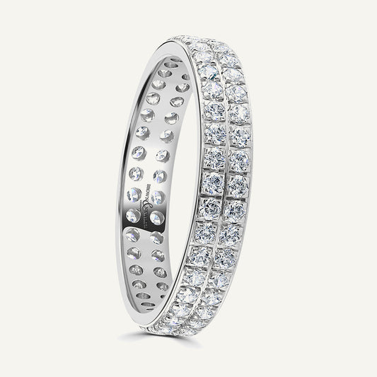 Round Brilliant Cut, Pave, Double Row Diamond Eternity Ring