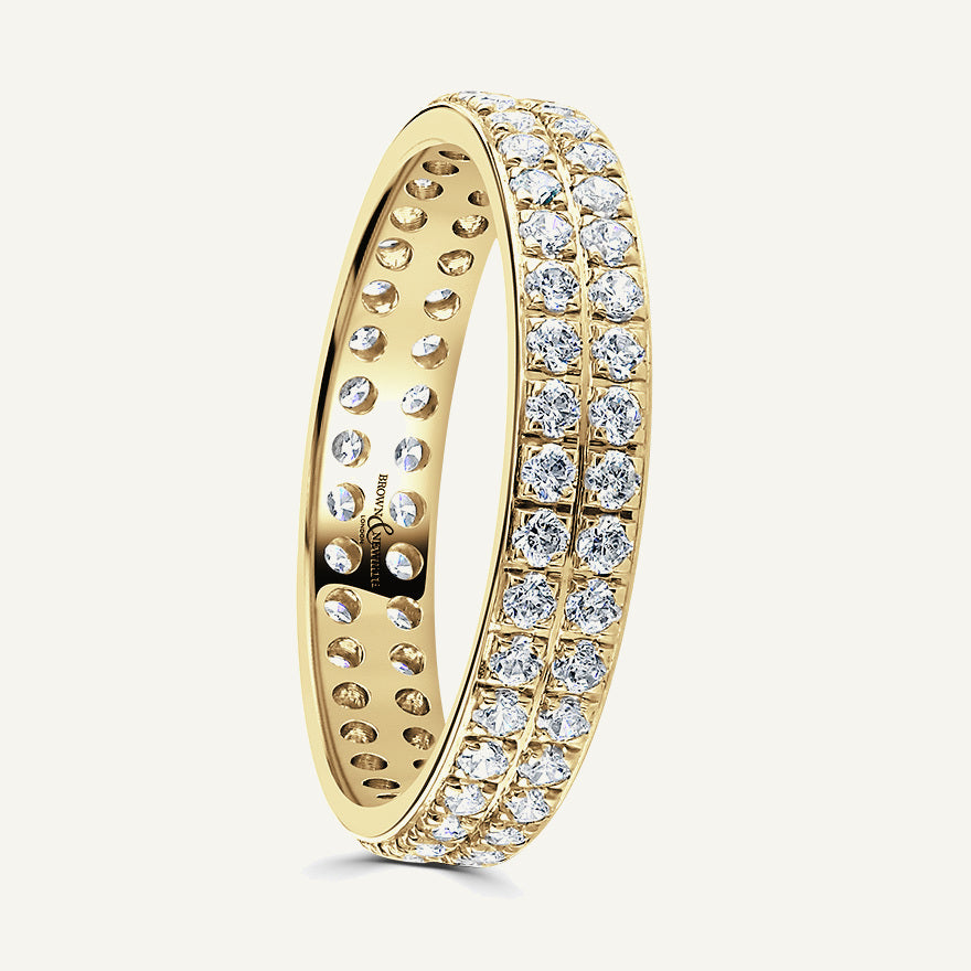 Round Brilliant Cut, Pave, Double Row Diamond Eternity Ring