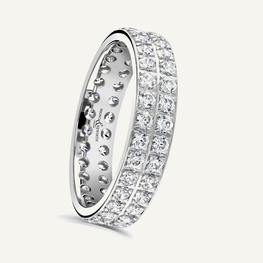 Round Brilliant Cut, Pave, Double Row Diamond Eternity Ring