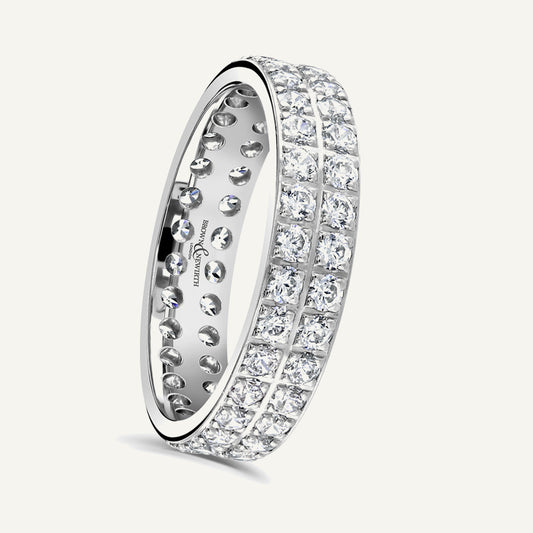 Round Brilliant Cut, Pave, Double Row Diamond Eternity Ring