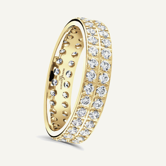 Round Brilliant Cut, Pave, Double Row Diamond Eternity Ring