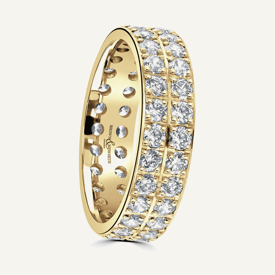 Round Brilliant Cut, Pave, Double Row Diamond Eternity Ring