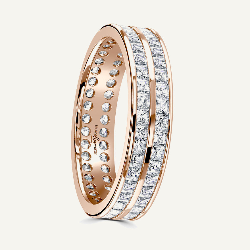 Princess Cut, Channel, Double Row Diamond Eternity Ring