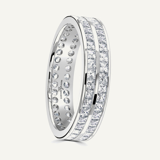 Princess Cut, Channel, Double Row Diamond Eternity Ring
