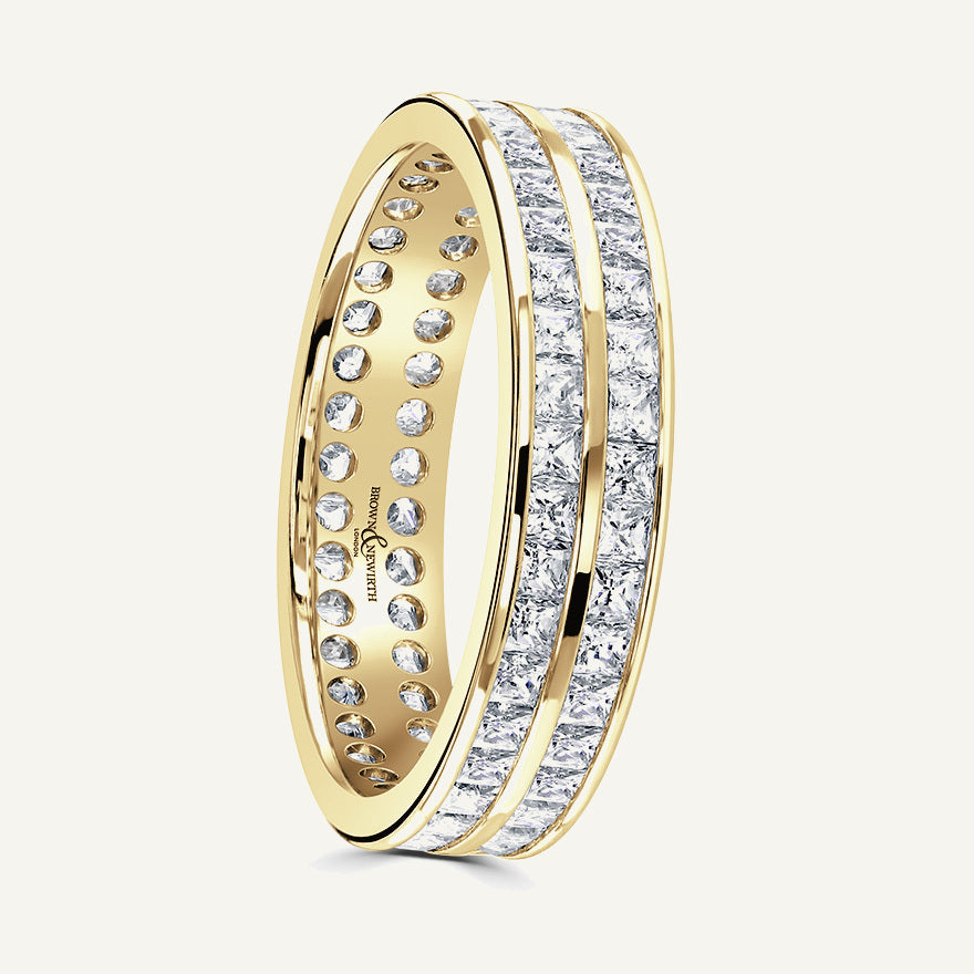 Princess Cut, Channel, Double Row Diamond Eternity Ring