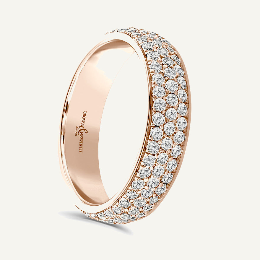 Round Brilliant Cut, Micro Pave, Multi-Row Diamond Eternity Ring
