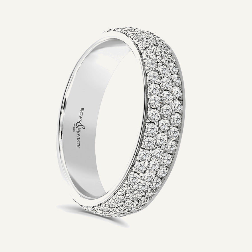 Round Brilliant Cut, Micro Pave, Multi-Row Diamond Eternity Ring