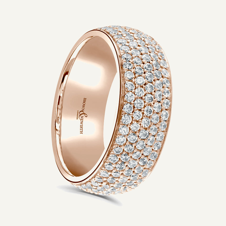Round Brilliant Cut, Micro Pave, Multi-Row Diamond Eternity Ring