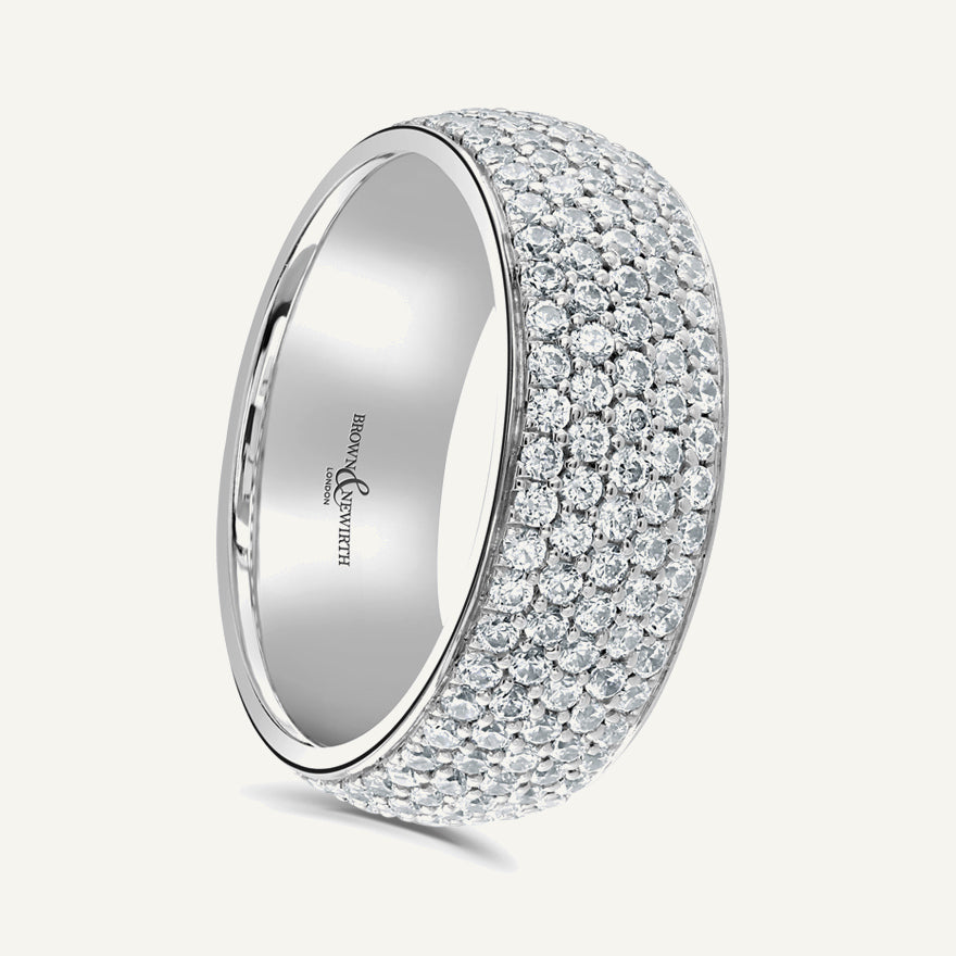Round Brilliant Cut, Micro Pave, Multi-Row Diamond Eternity Ring