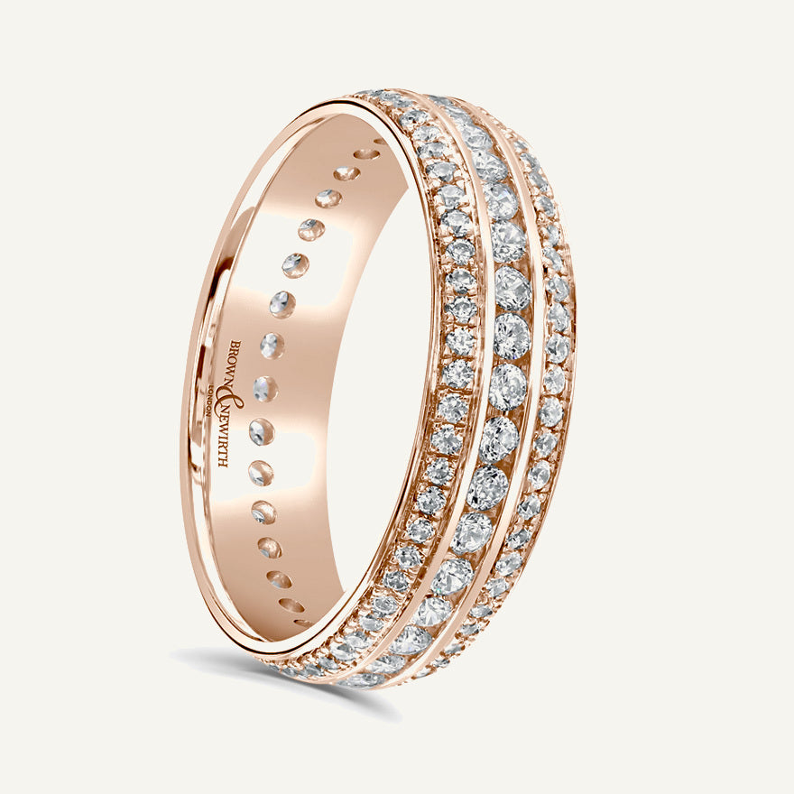 Round Brilliant Cut, Channel & Micro Pave, Multi-Row Diamond Eternity Ring