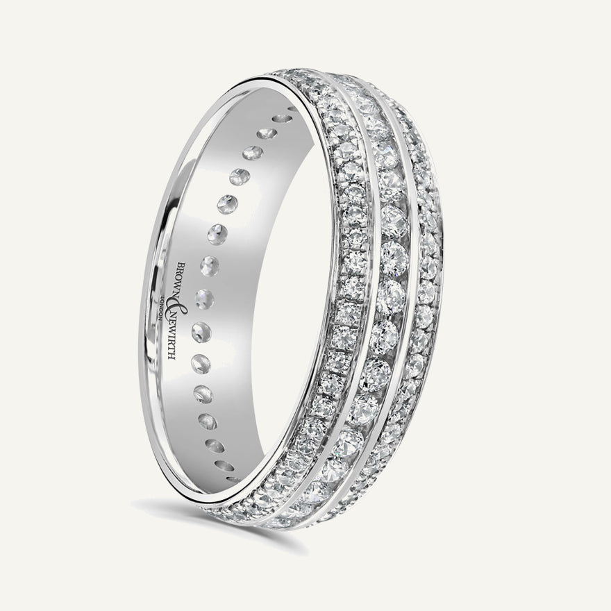 Round Brilliant Cut, Channel & Micro Pave, Multi-Row Diamond Eternity Ring