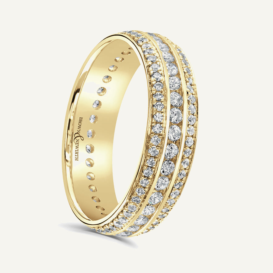 Round Brilliant Cut, Channel & Micro Pave, Multi-Row Diamond Eternity Ring