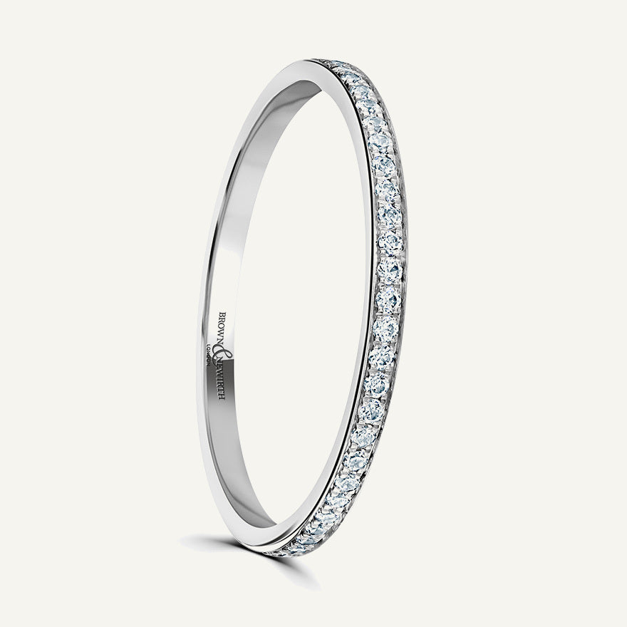 Round Brilliant Cut, Micro Pave, Courted Diamond Eternity Ring