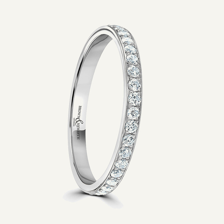 Round Brilliant Cut, Micro Pave, Courted Diamond Eternity Ring