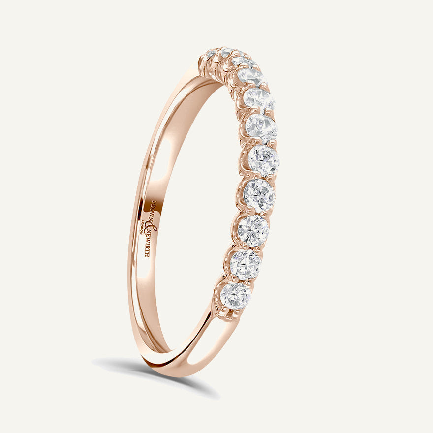 Round Brilliant Cut, Cup Claw, Courted Diamond Eternity Ring