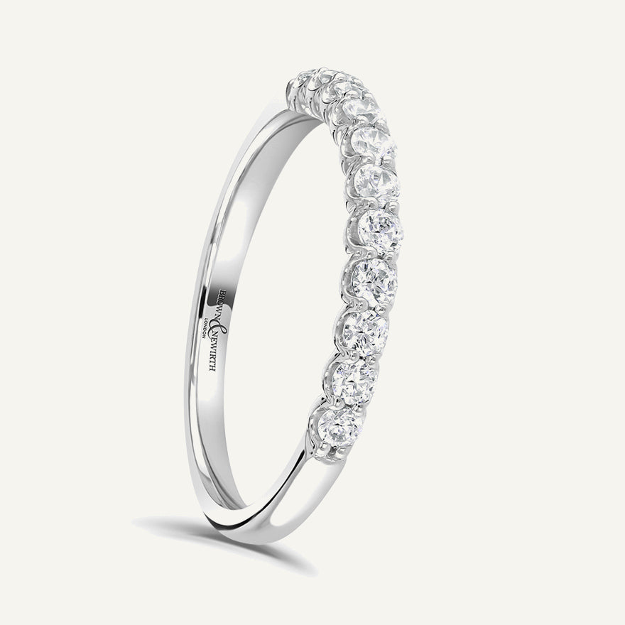 Round Brilliant Cut, Cup Claw, Courted Diamond Eternity Ring