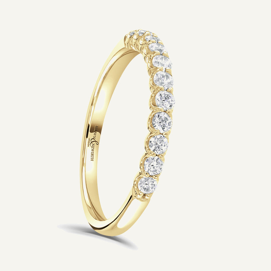 Round Brilliant Cut, Cup Claw, Courted Diamond Eternity Ring