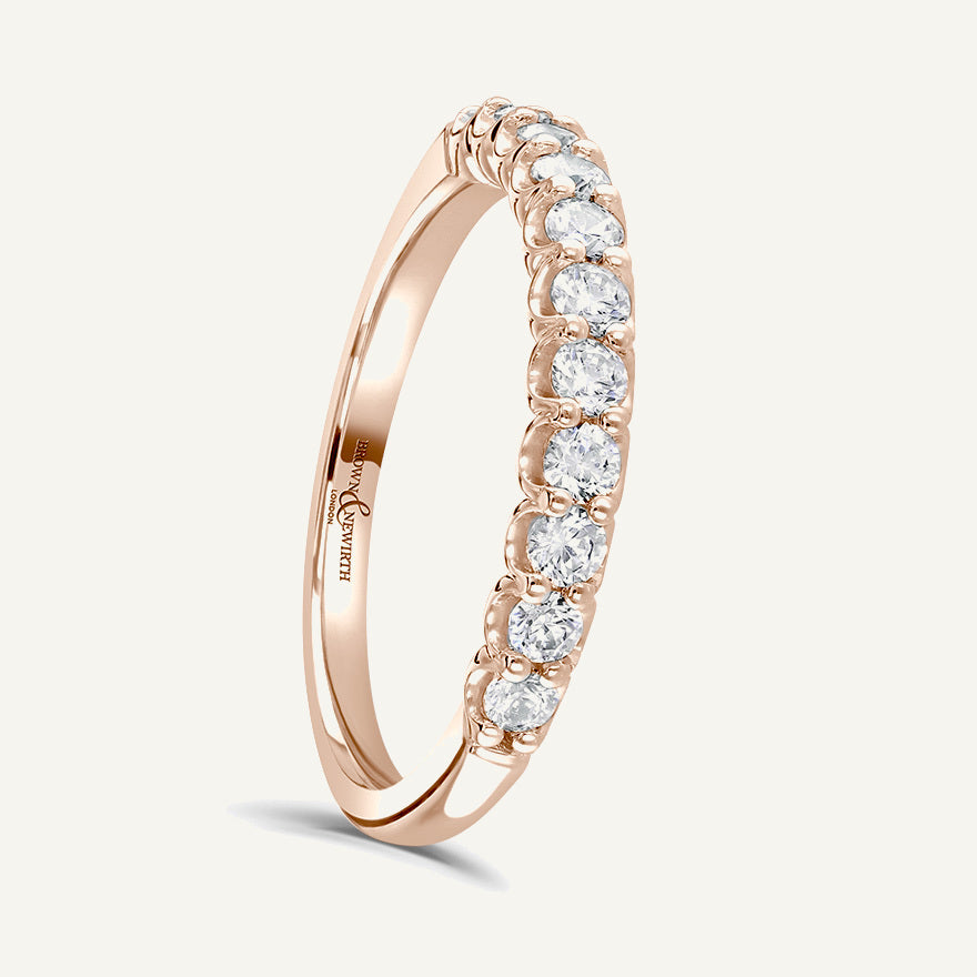 Round Brilliant Cut, Cup Claw, Courted Diamond Eternity Ring