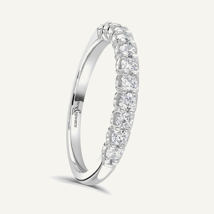 Round Brilliant Cut, Cup Claw, Courted Diamond Eternity Ring