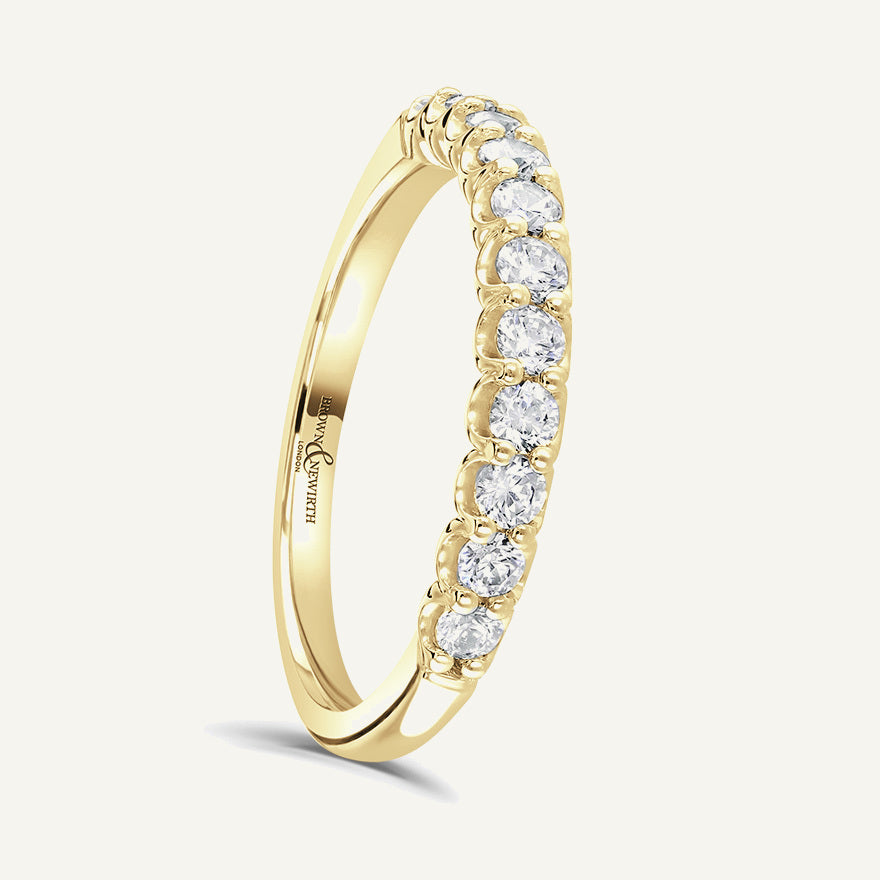 Round Brilliant Cut, Cup Claw, Courted Diamond Eternity Ring